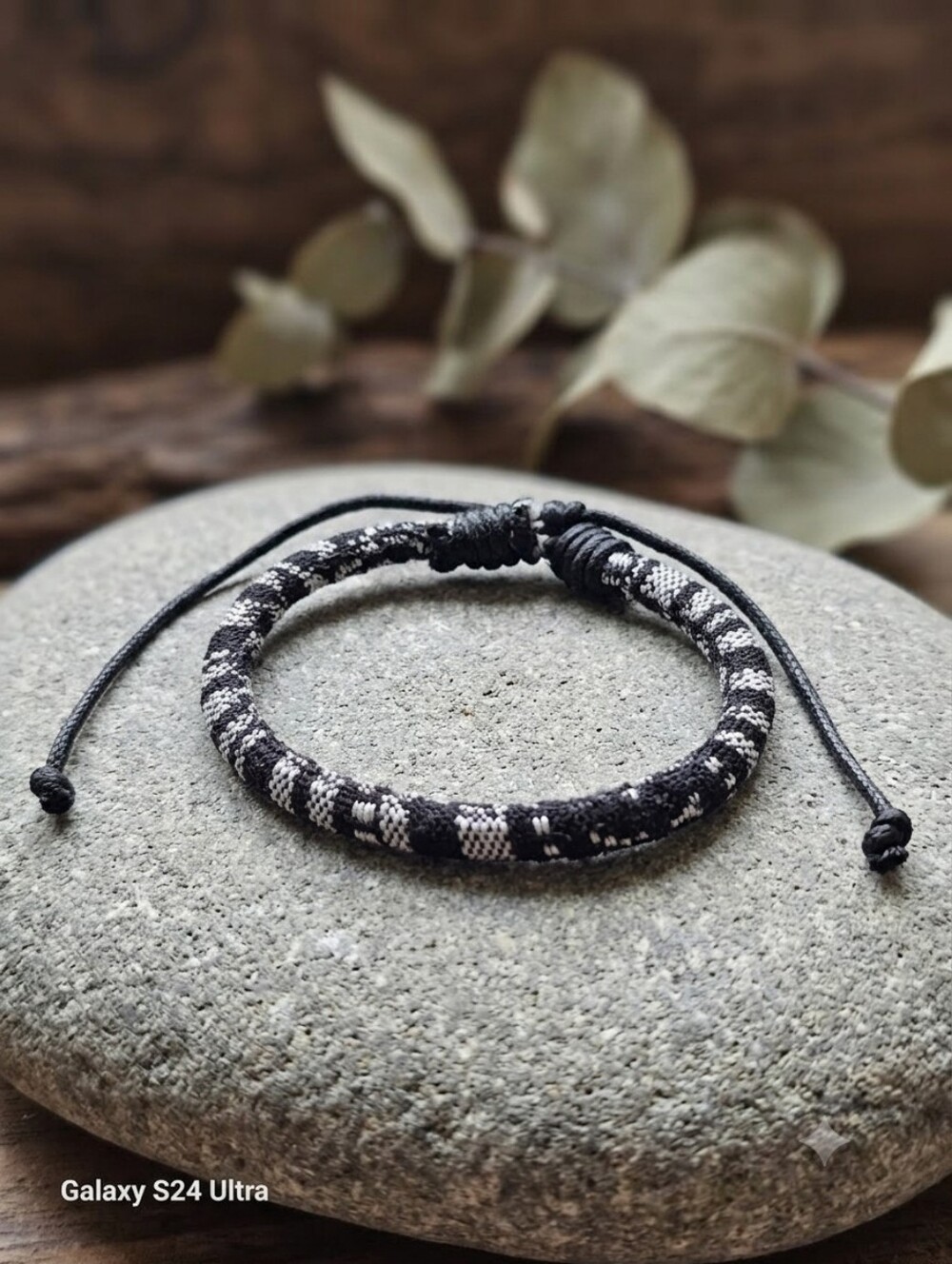 Handwoven Black & White Macrame Bracelet